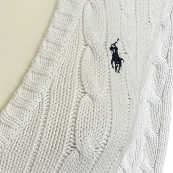Polo Ralph Lauren Cable-Knit Cotton V-Neck Sweater – Women’s Medium - Picture 9 of 12